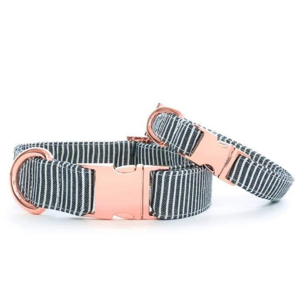 Denim Railroad Stripe Dog Collar